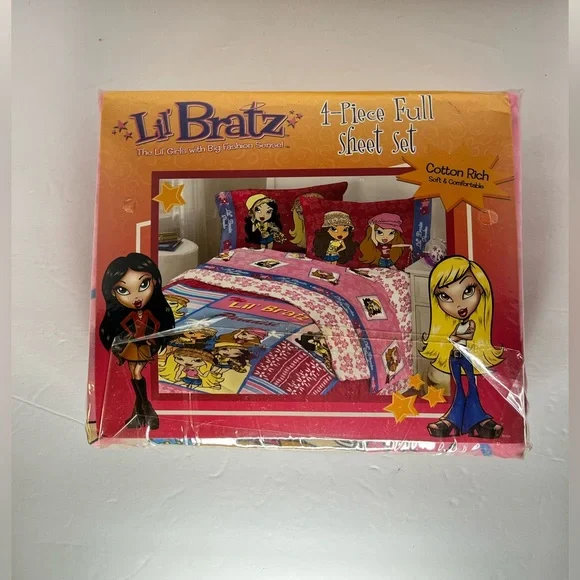 Lil Bratz Doll Island Girl Full Sheet Bedding Set MGA Vintage Y2K NEW 54 x 75